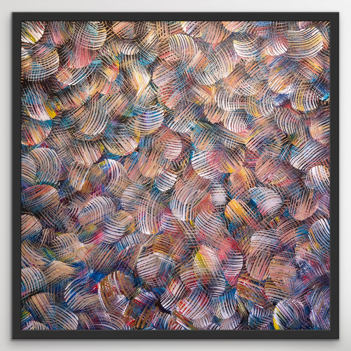 Colorful Dance Limited Edition abstract painting in a black wooden frame.