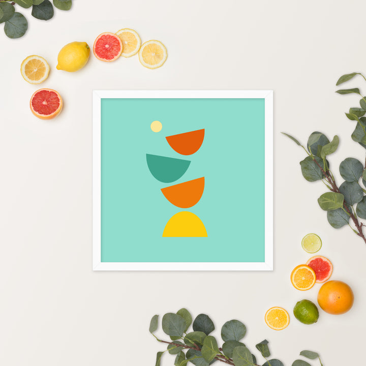 Digital minimalist white framed poster in bright colors