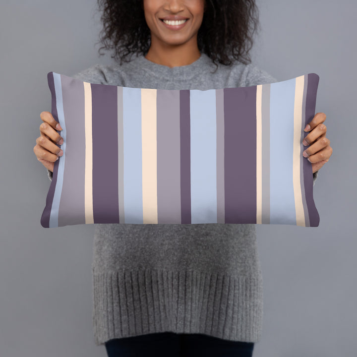 Purple striped lumbar pillow. Purple Simplicity collection.