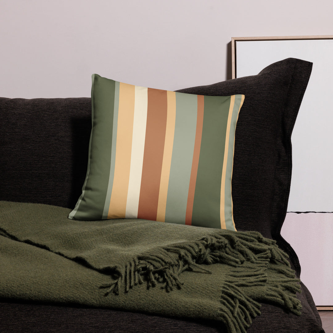 Striped square pillow. Earthtones Collection.