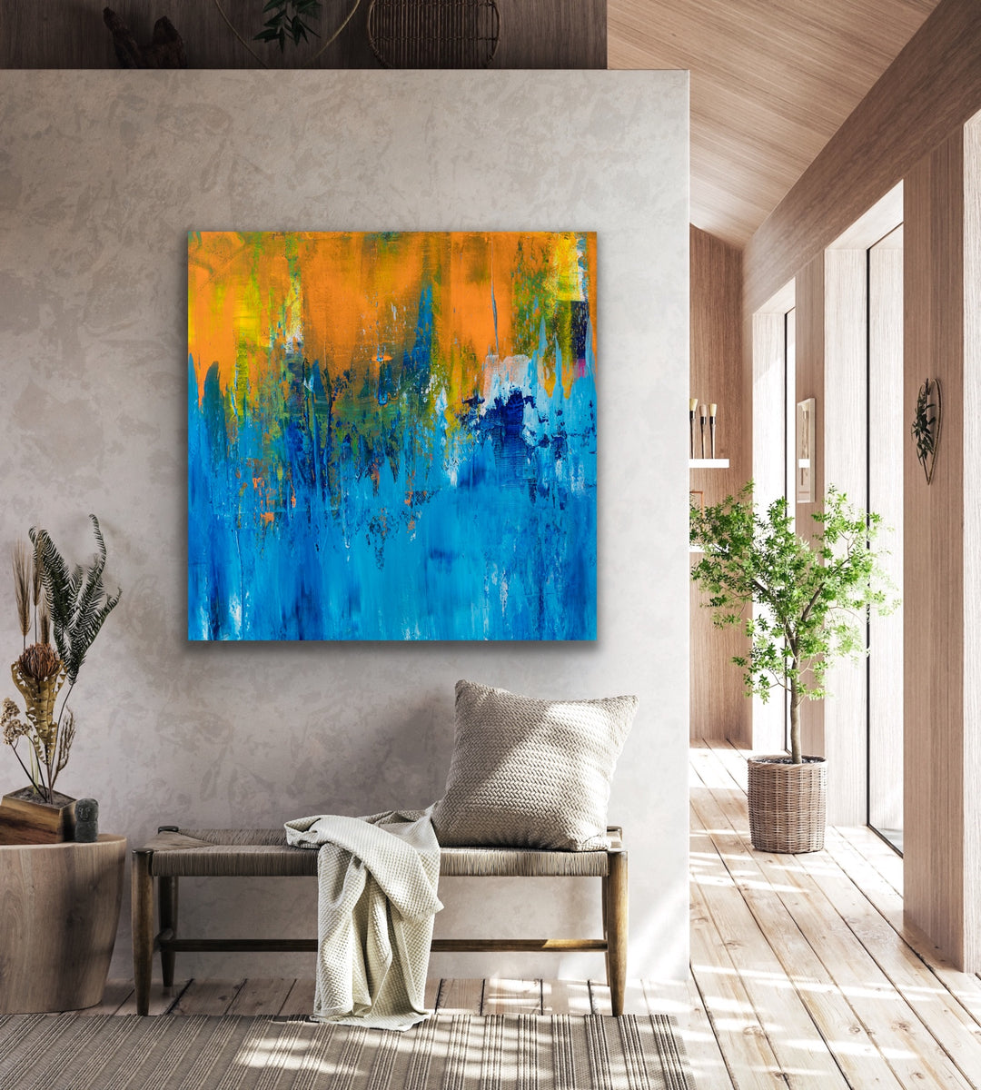 As the Day Ends abstract painting in modern living space.