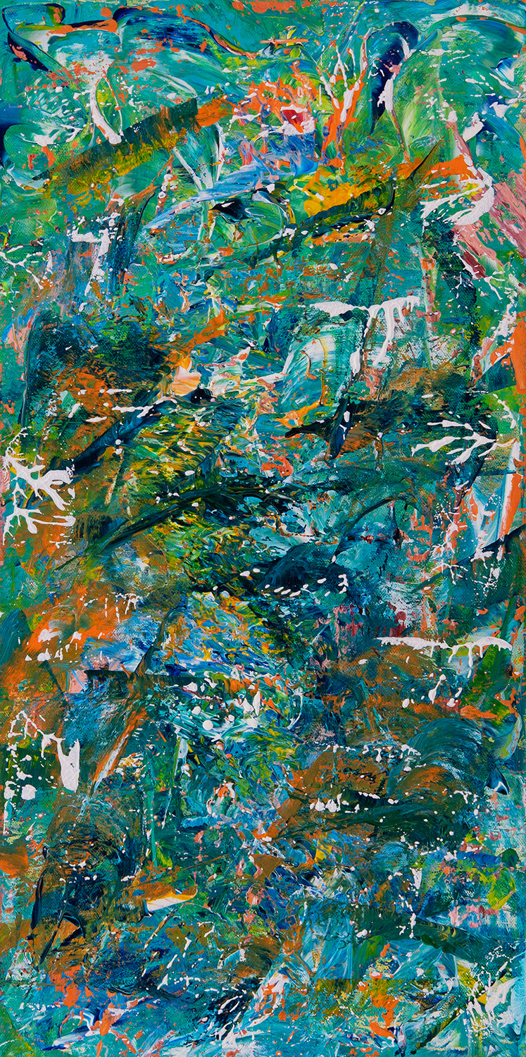 Colorful Rapids abstract painting close up
