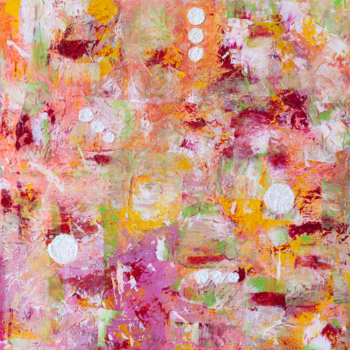 Endless Sunrise original abstract painting close up.