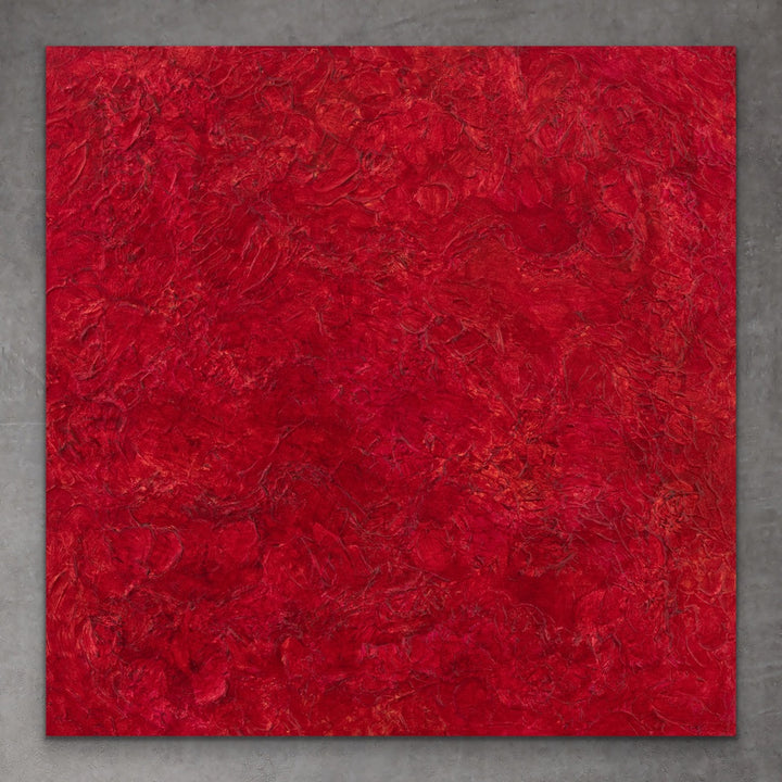 Exuberant Red original textured abstract painting.