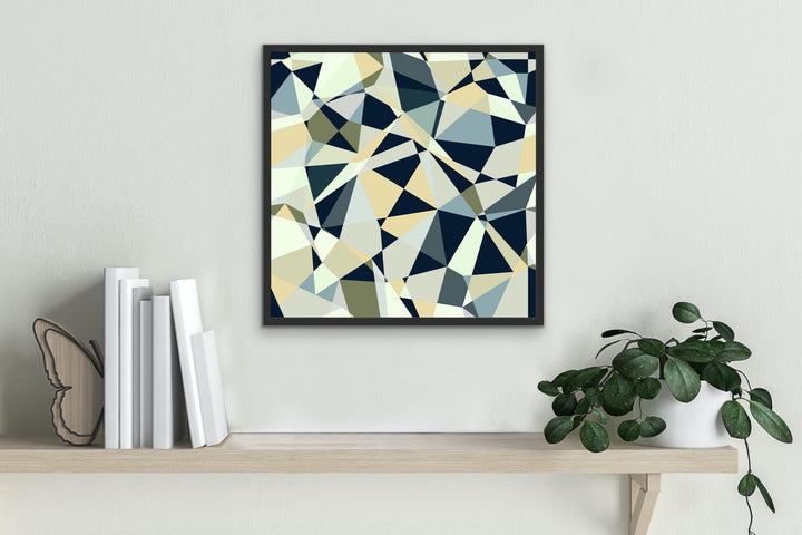 Blue geometric framed poster