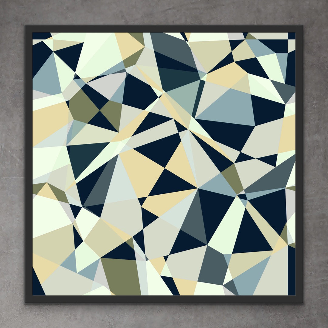 Blue geometric framed poster