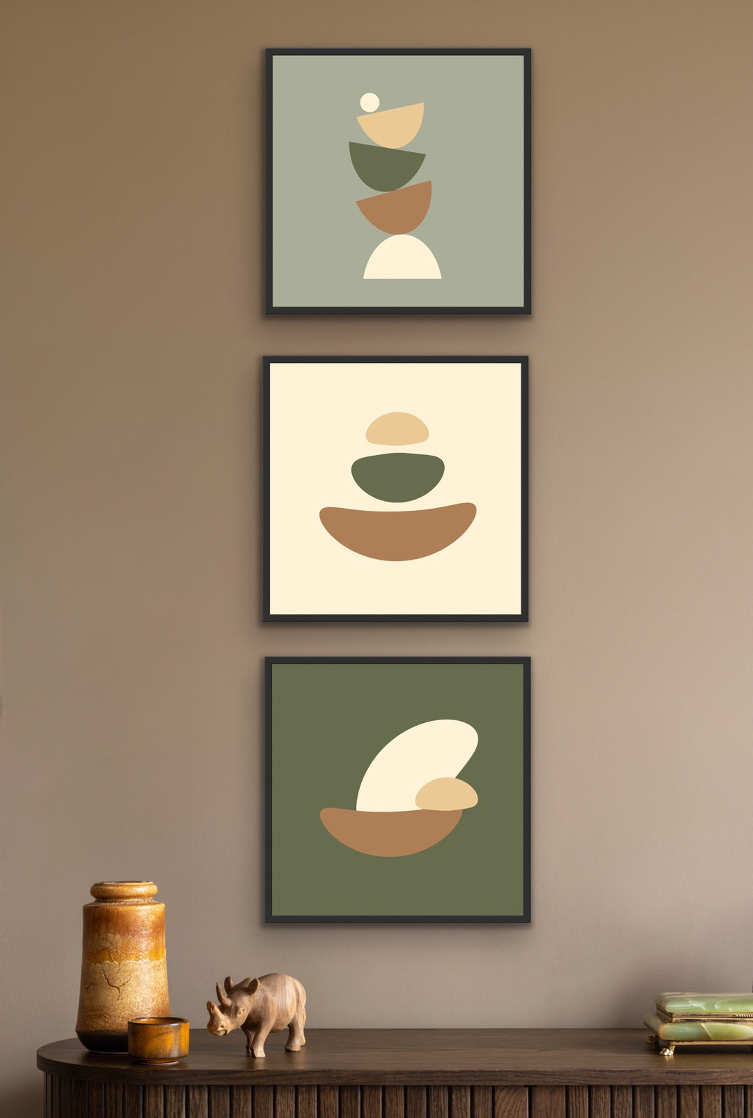 Earth toned "Balanced" Framed Poster. Earth Tones Collection.