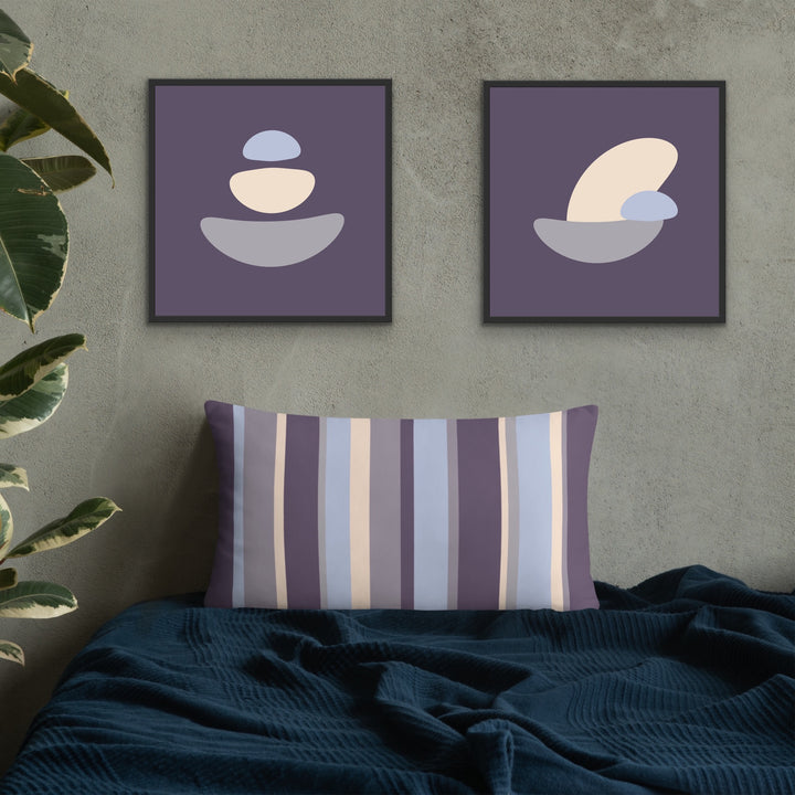 Purple striped lumbar pillow. Purple Simplicity collection.