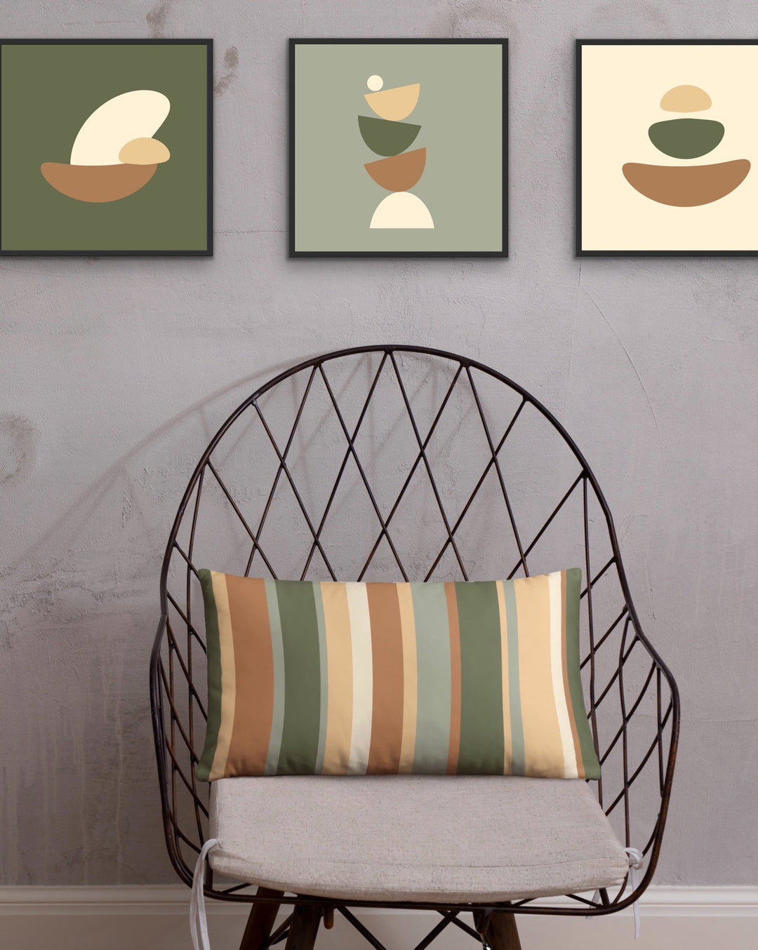 Striped lumbar pillow.  Earthtones Collection.