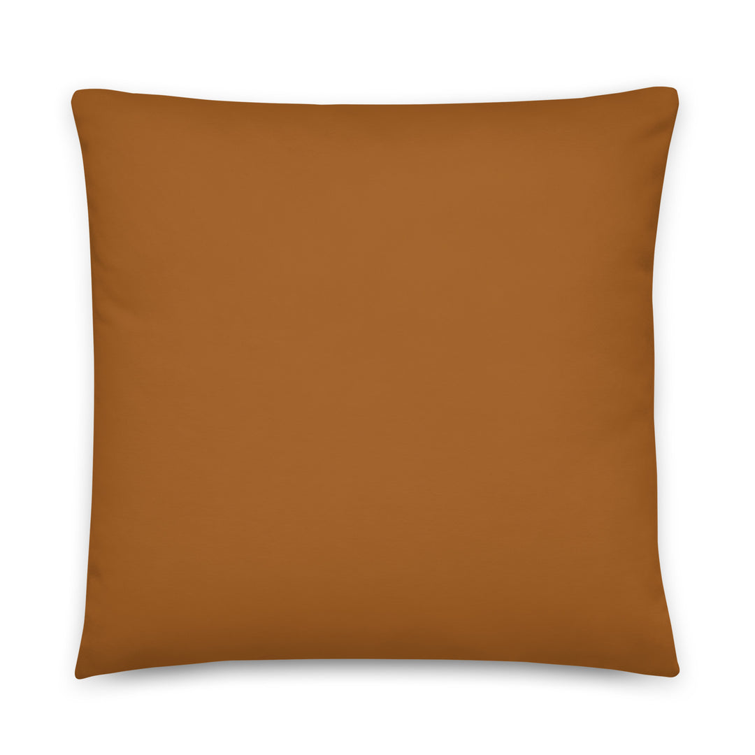 Large light brown throw pillow. Back view.  Part of the atomic cat collection.