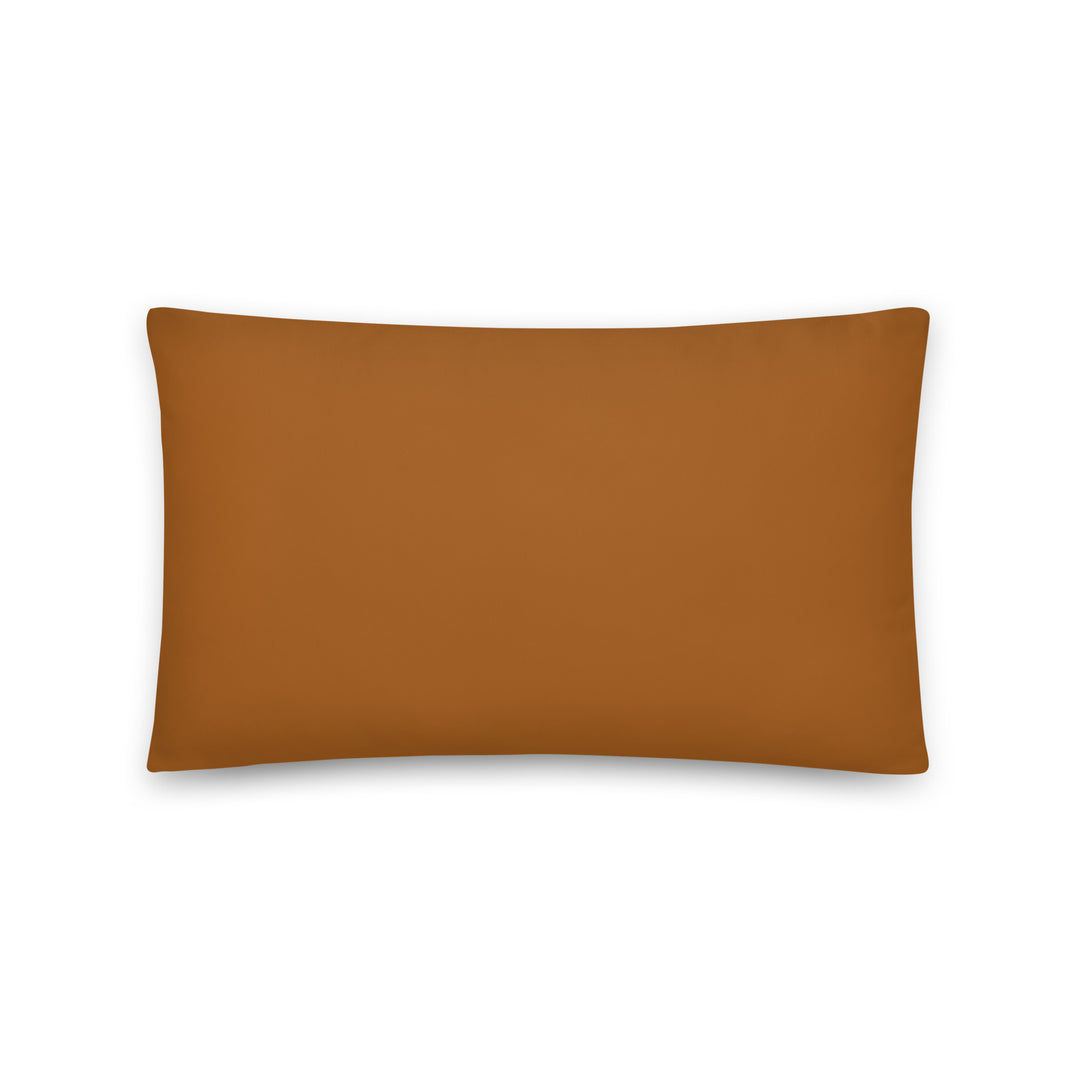 Light brown lumbar pillow.  Front. Part of the Atomic Cat Collection.