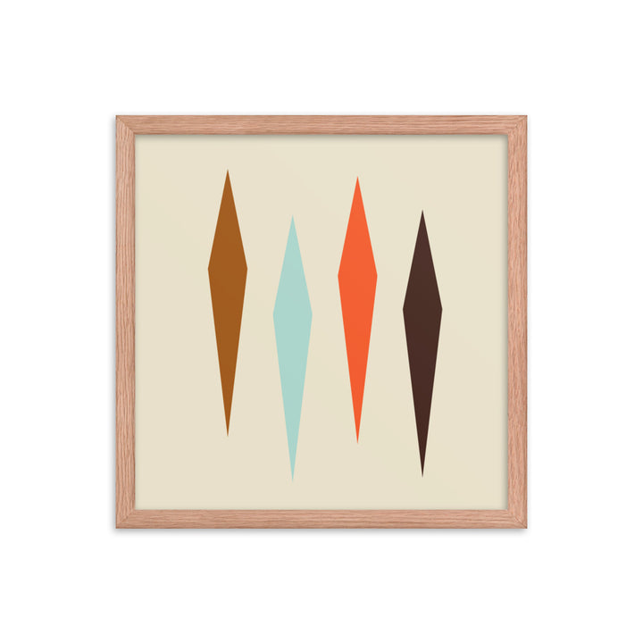 Minimalist red oak framed 16 x 16 poster.  Part of the atomic cat collection.