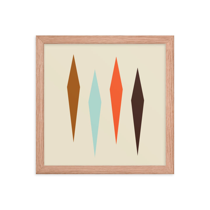 Minimalist red oak framed 12 x 12 poster.  Part of the atomic cat collection.