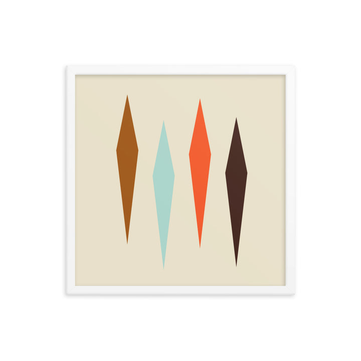 Minimalist white framed 18 x 18 poster.  Part of the atomic cat collection.