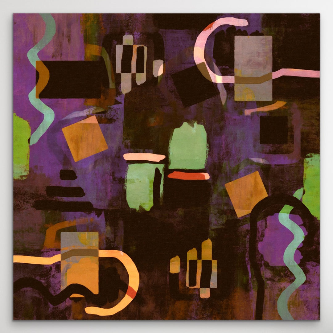 Mismatched Symmetry abstract painting reproduced on metal.