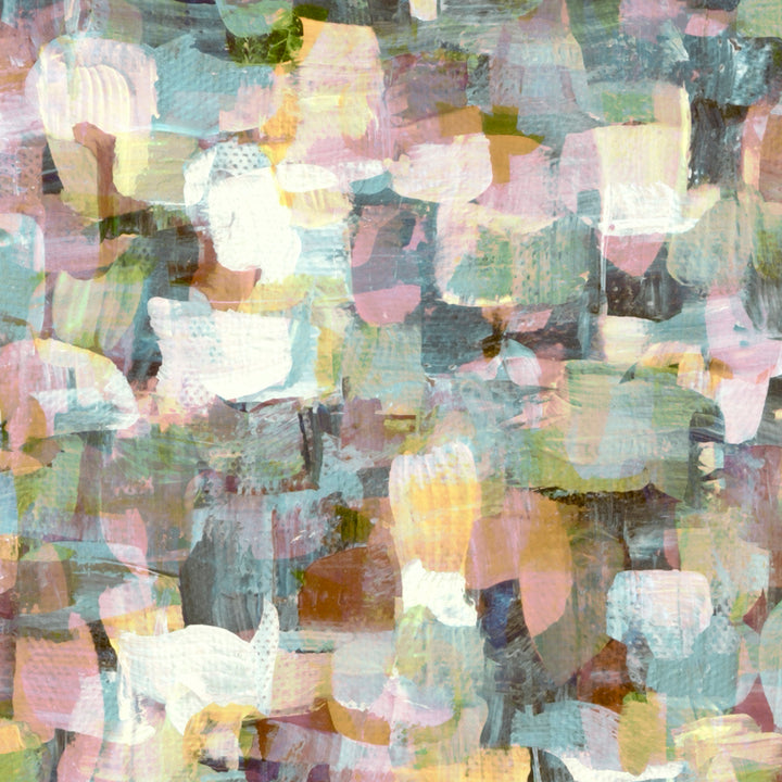 Original hand painted abstract artwork with overlapping pastel colors in a collage effect.