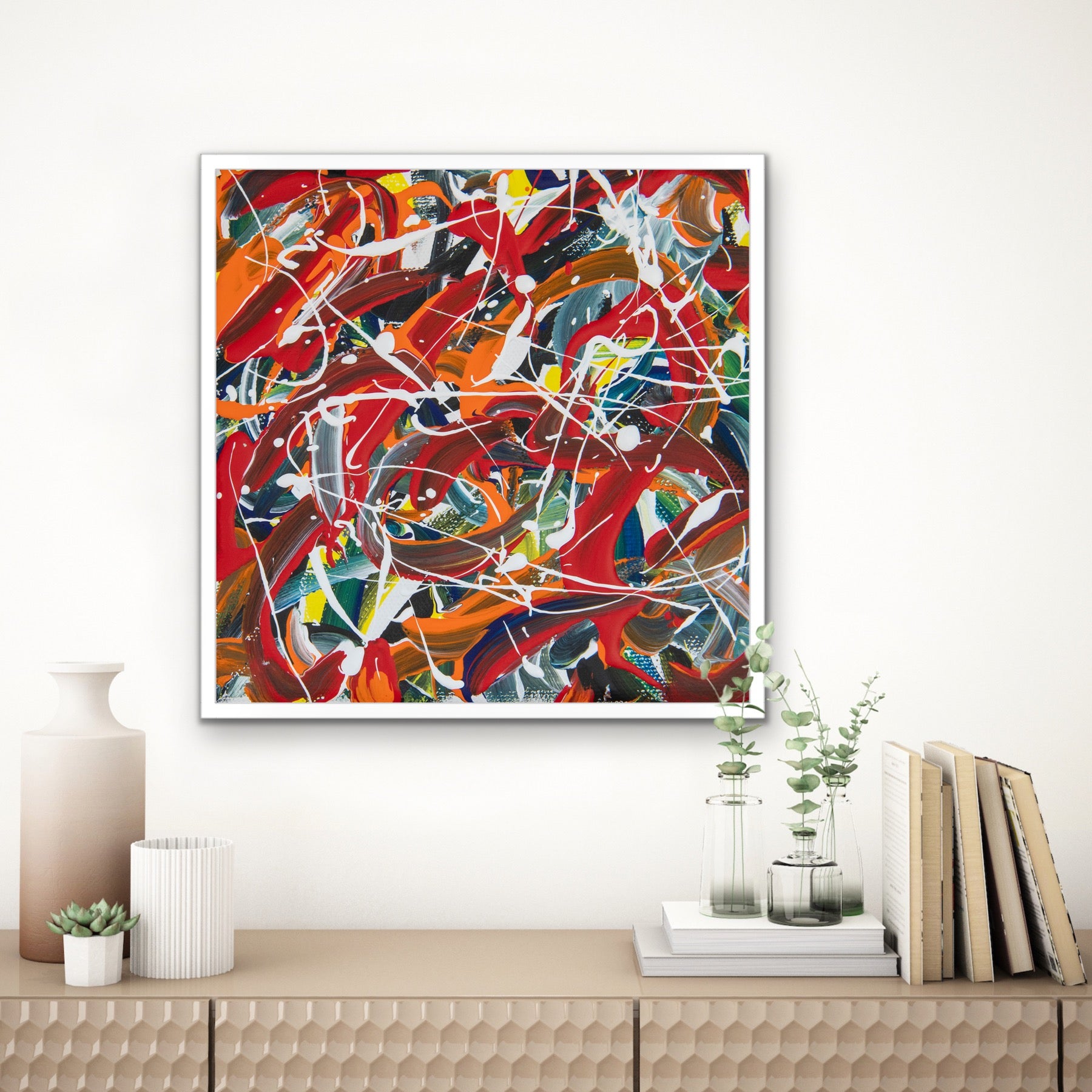No. 043 'Red Chaos - Open Edition Abstract Painting | Creatify Art Hub