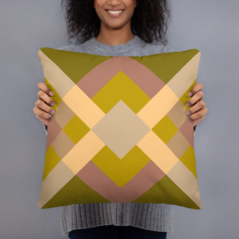 Green Geometric Pillow