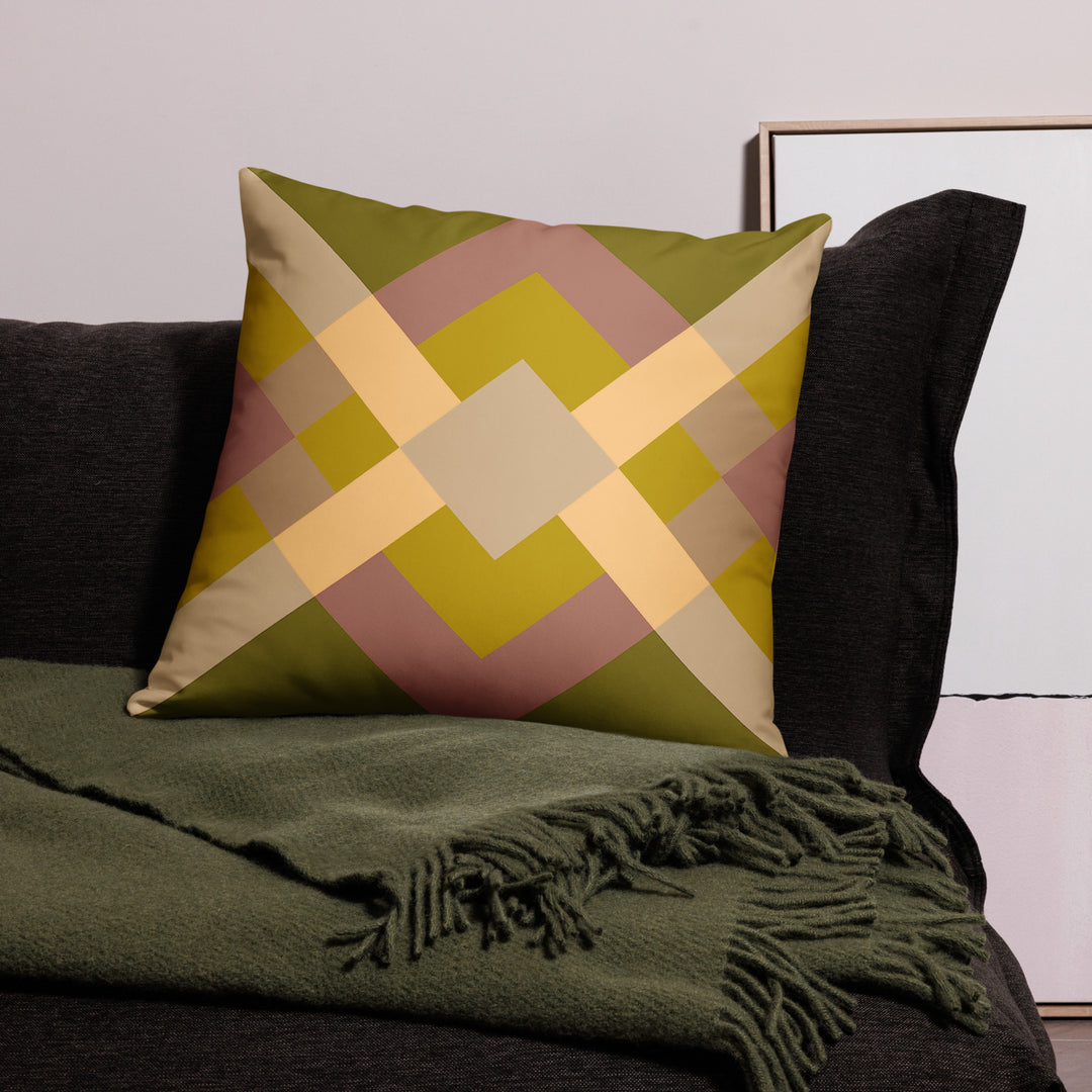 Green Geometric Pillow