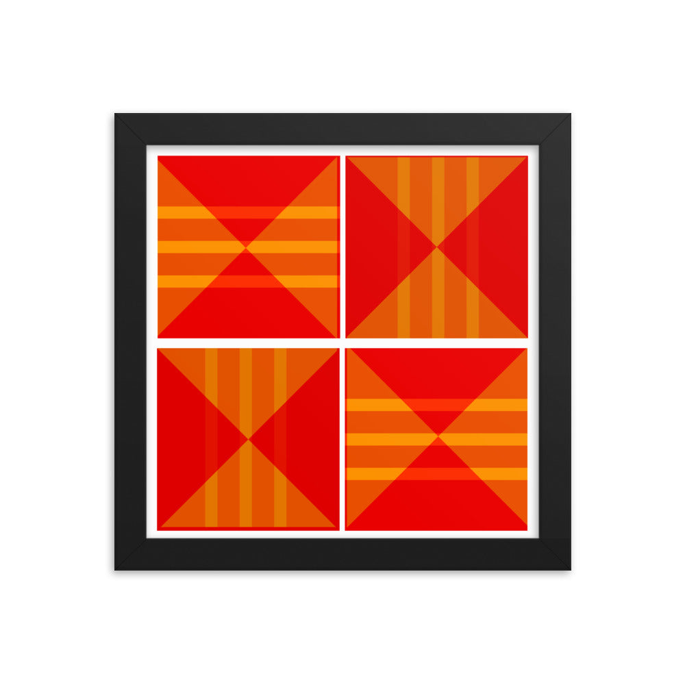 Red Geometric Framed Poster