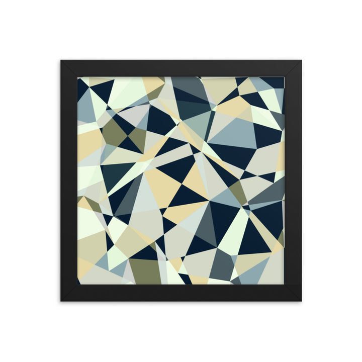 Blue geometric framed poster