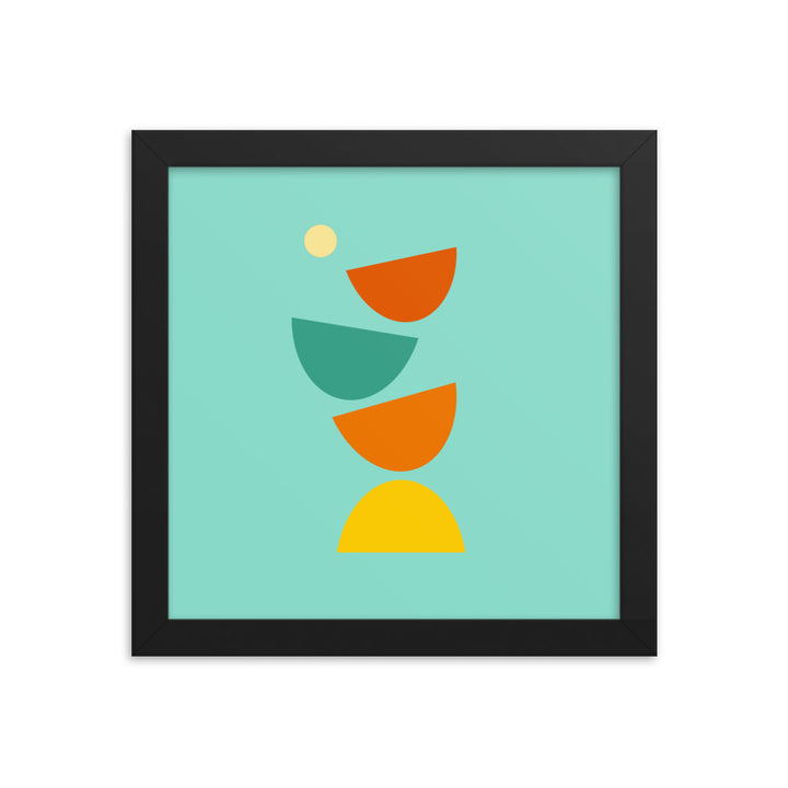 Digital minimalist black framed poster in bright colors