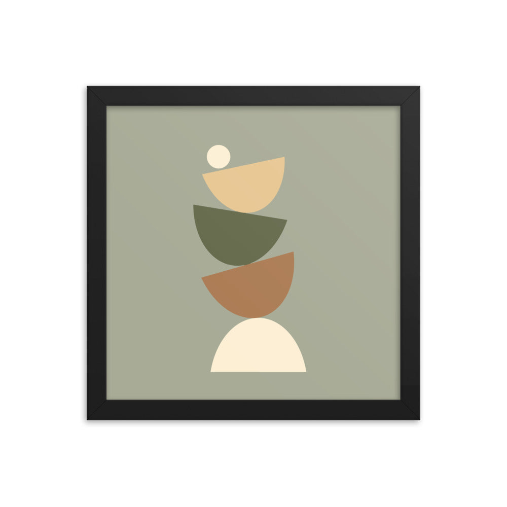 Earth toned "Balanced" Framed Poster. Earth Tones Collection.