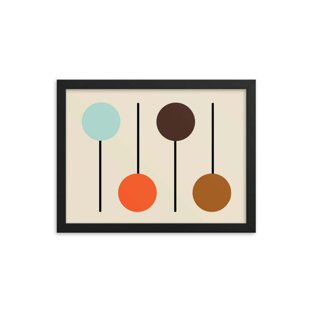 Mid Century Modern horizontal framed poster. Atomic Cat Collection.