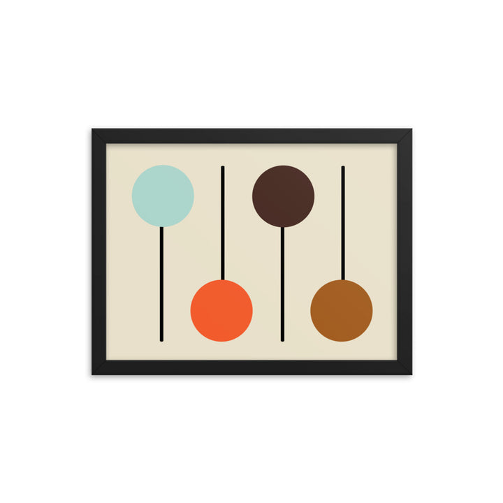 Mid Century Modern horizontal framed poster. Atomic Cat Collection.