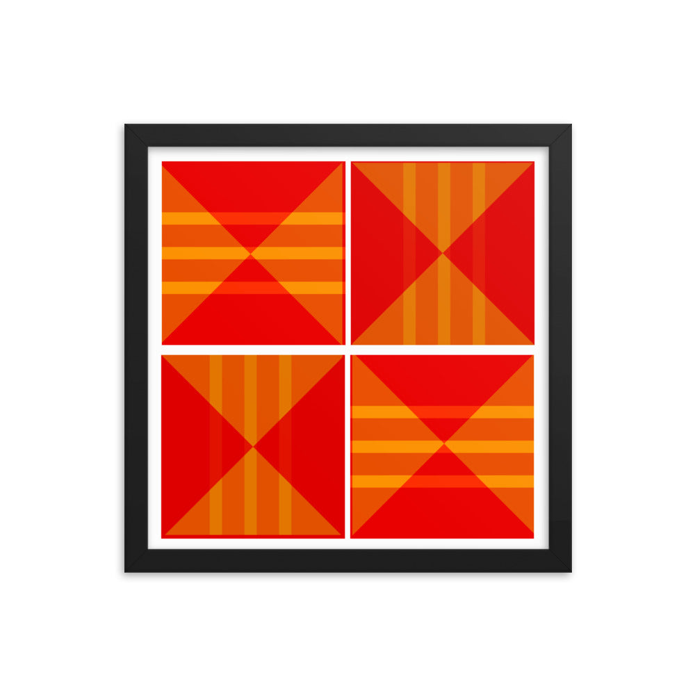 Red Geometric Framed Poster