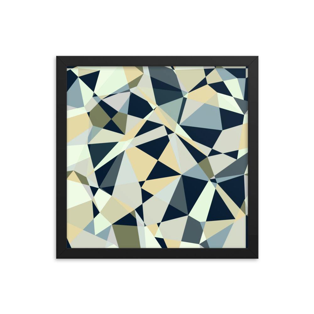 Blue geometric framed poster