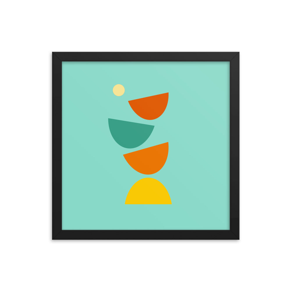Digital minimalist black framed poster in bright colors