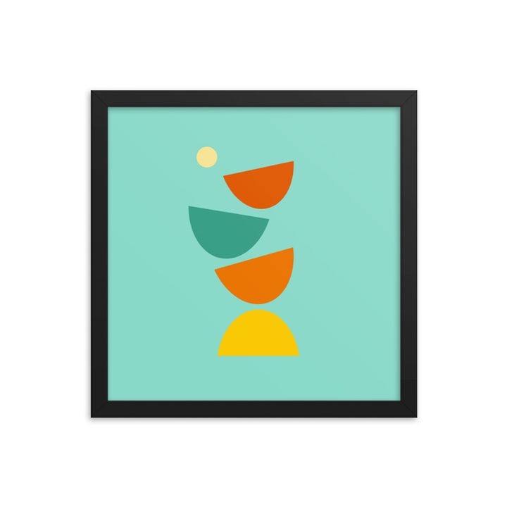 Digital minimalist black framed poster in bright colors