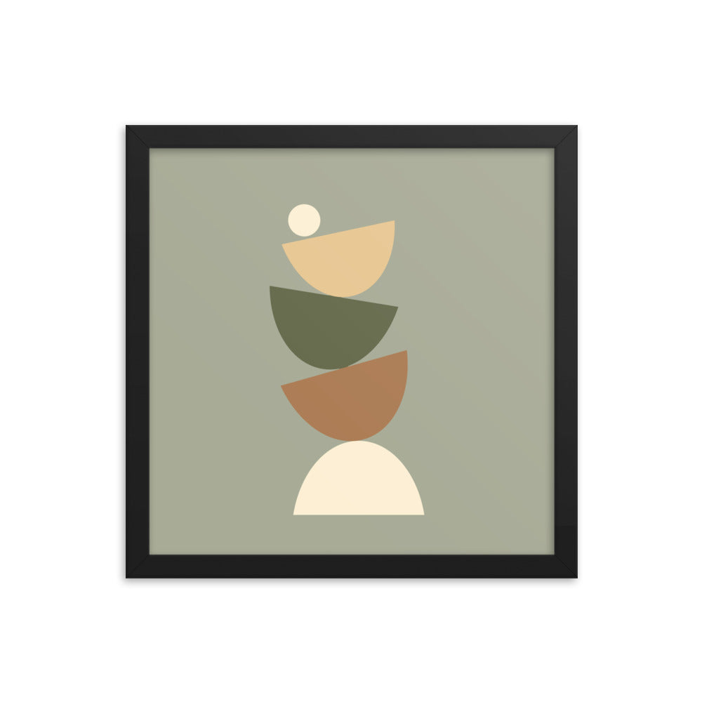 Earth toned "Balanced" Framed Poster. Earth Tones Collection.
