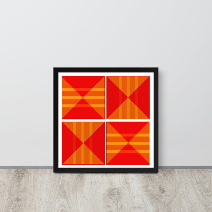 Red Geometric Framed Poster