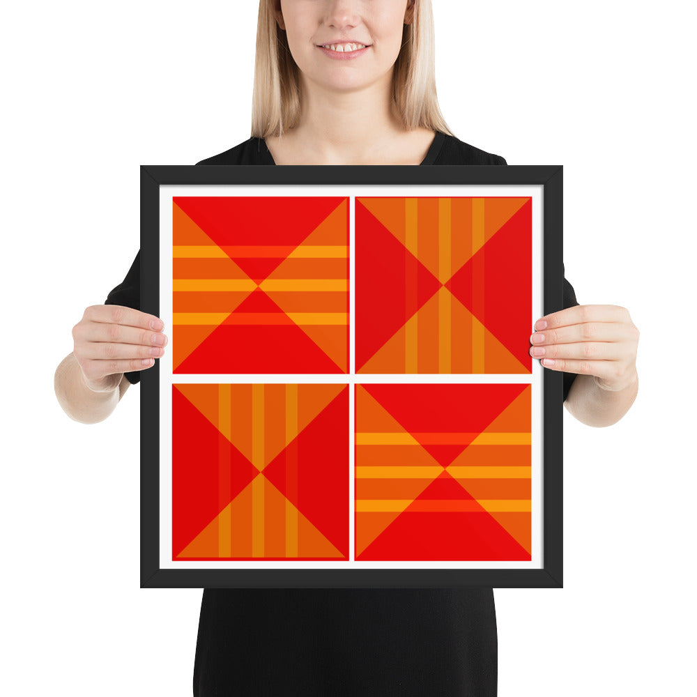 Red Geometric Framed Poster