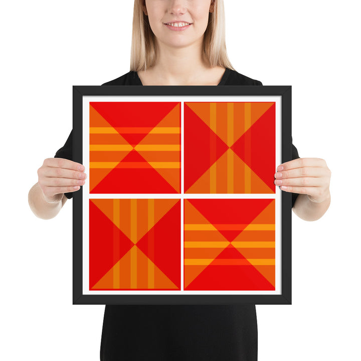 Red Geometric Framed Poster