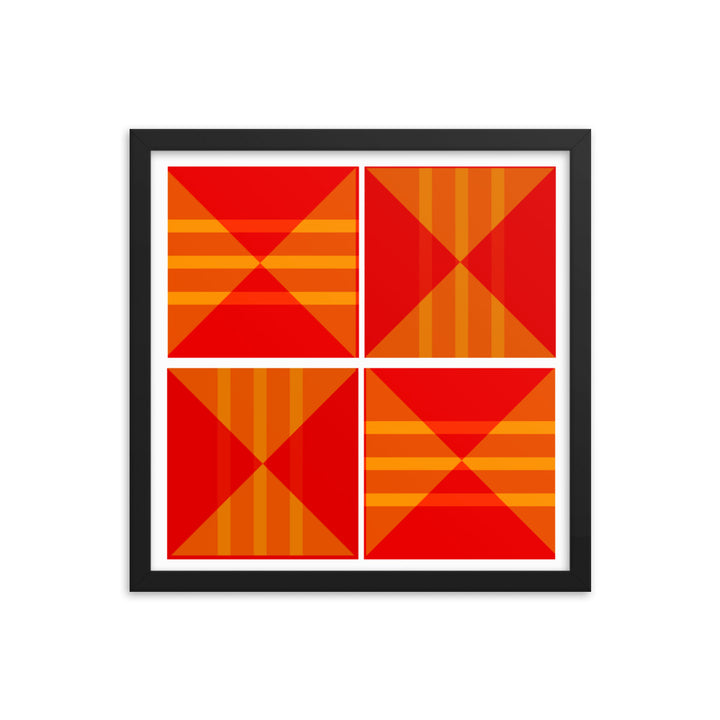 Red Geometric Framed Poster
