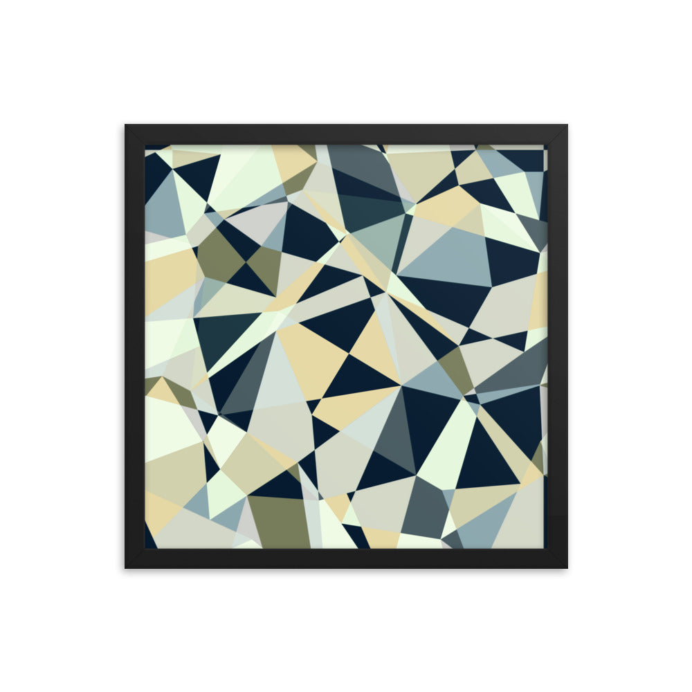 Blue geometric framed poster