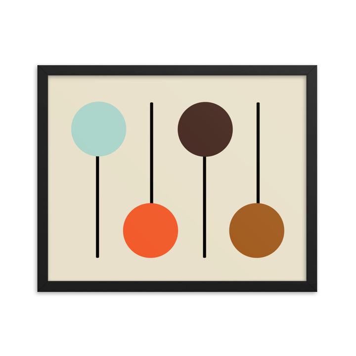 Mid Century Modern horizontal framed poster. Atomic Cat Collection.
