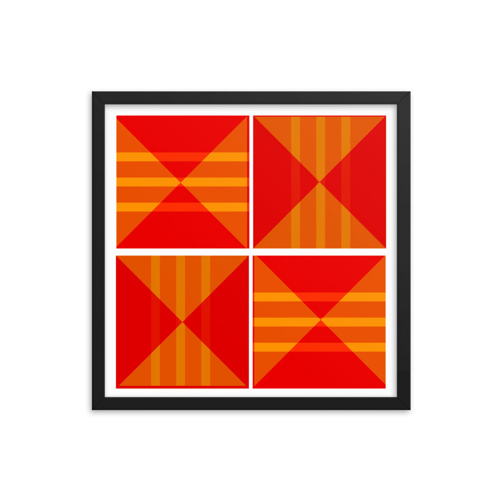 Red Geometric Framed Poster