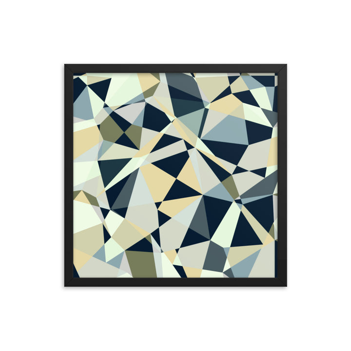 Blue geometric framed poster