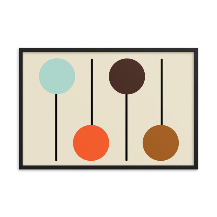 Mid Century Modern horizontal framed poster. Atomic Cat Collection.