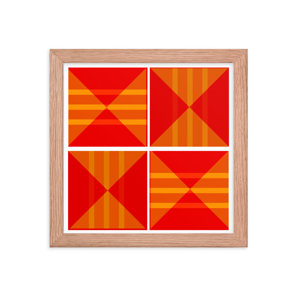Red Geometric Framed Poster