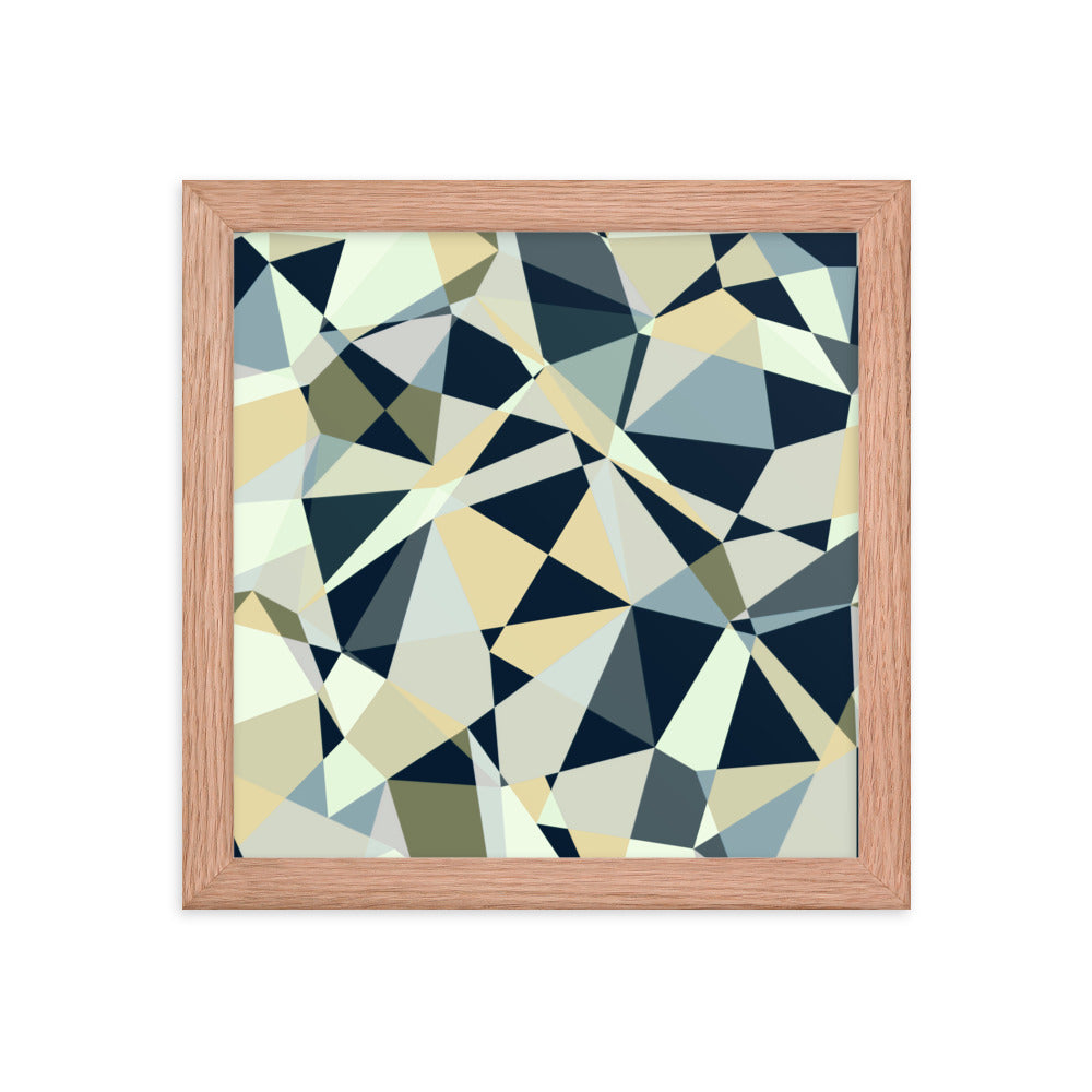 Blue geometric framed poster