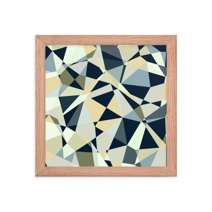 Blue geometric framed poster