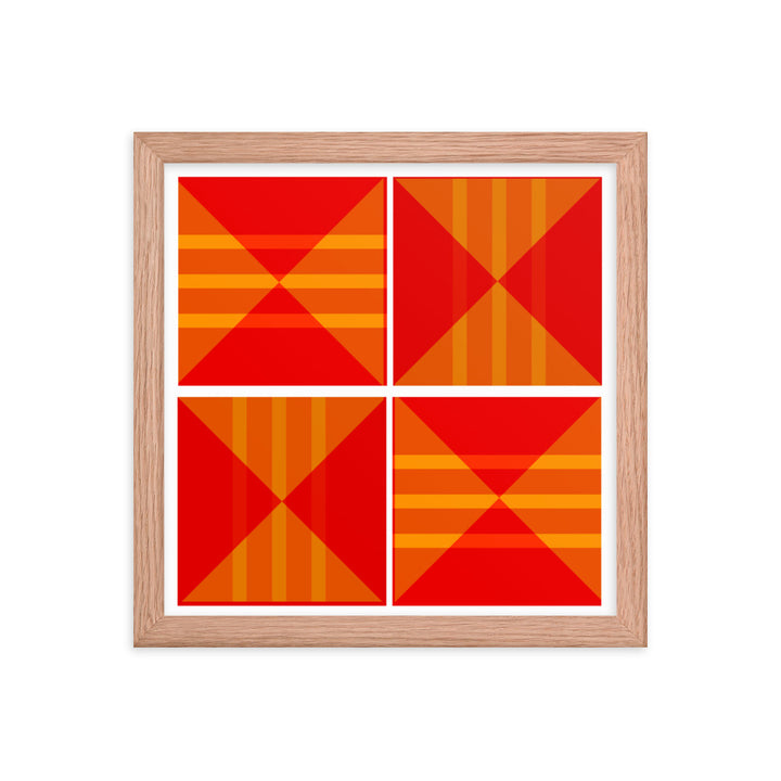 Red Geometric Framed Poster