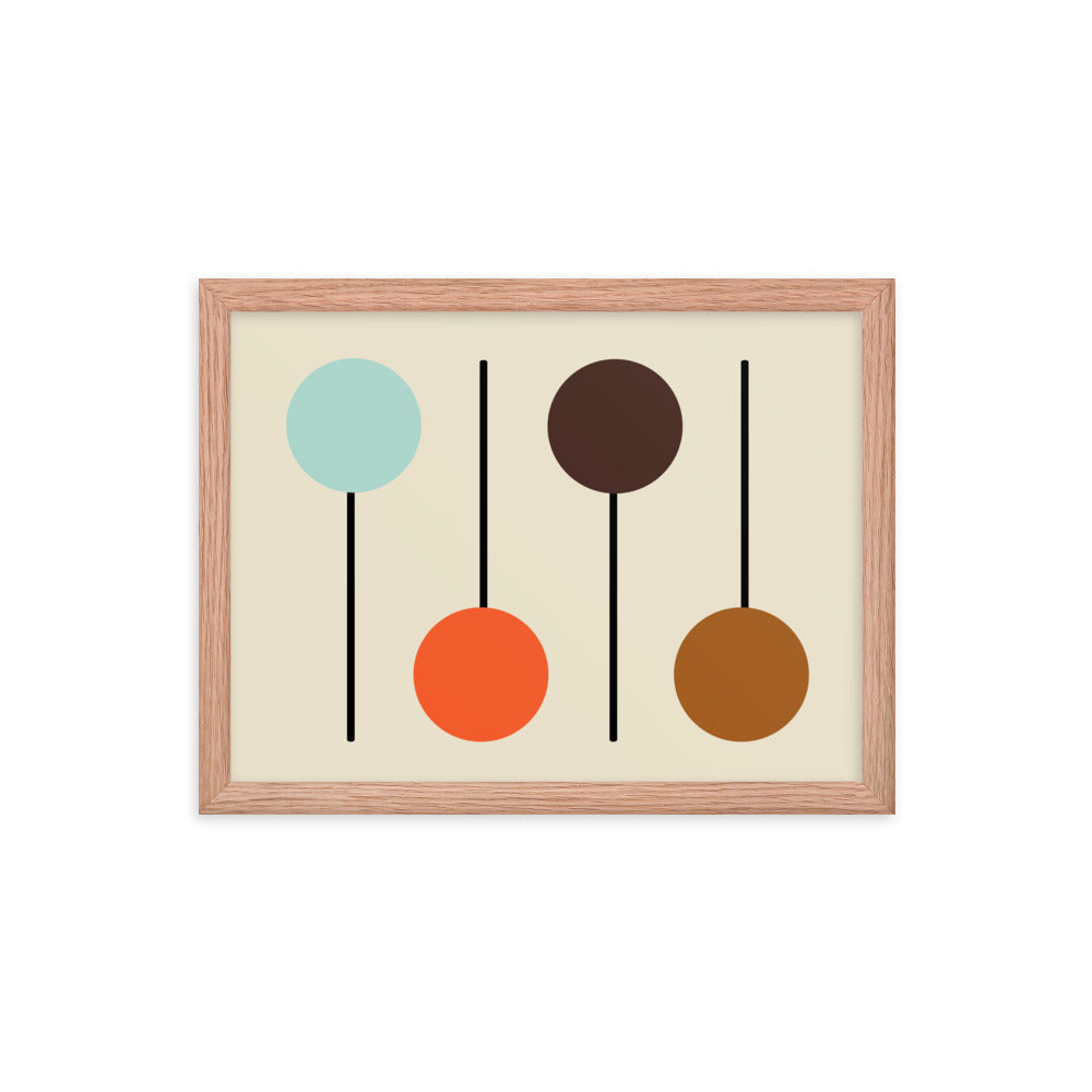 Mid Century Modern horizontal framed poster. Atomic Cat Collection.