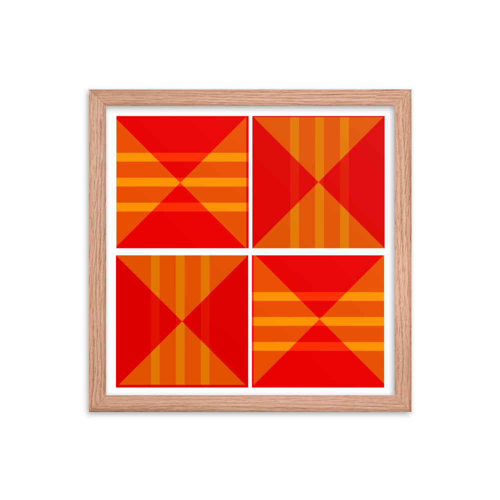 Red Geometric Framed Poster