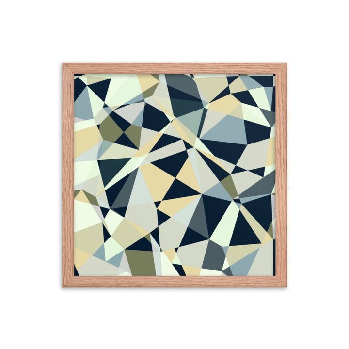 Blue geometric framed poster